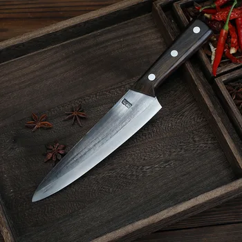 8-дюймовый Нож шеф-повара, Острый Тесак для нарезки Сашими, рыбы, суши, мяса, Кухонный нож с деревянной ручкой, Инструменты для приготовления пищи ручной работы Messer