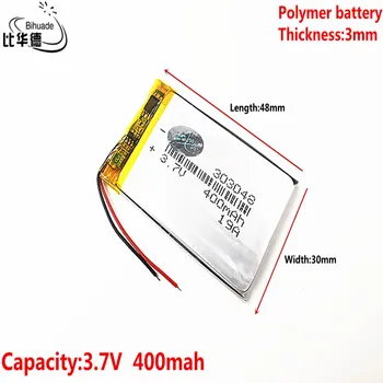 Литровый энергетический аккумулятор Хорошего качества 3,7 В, 400 мАч 303048 Полимерный литий-ионный/Li-ion аккумулятор для планшетного ПК BANK, GPS, mp3, mp4
