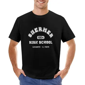 Футболка Shermer High school 1984 (поношенный вид), однотонная футболка, черные футболки, мужская футболка