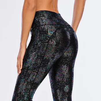 Новые красочные брюки для йоги с вертикальным рисунком, женские эластичные леггинсы с высокой талией, подтягивающие ягодицы, спортивные штаны для бега, фитнеса