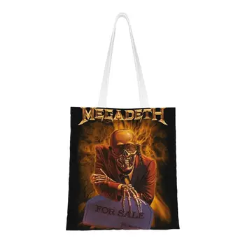 Изготовленная на заказ холщовая сумка для покупок Megadeths Skull, женская моющаяся сумка для покупок хэви-метал группы, сумки-тоут, сумки для покупок
