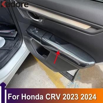 Автомобильные Аксессуары Для Honda CRV CR-V 2023 2024 Внутренняя Отделка Ручки Подлокотника Задней Двери ABS Из Углеродного Волокна