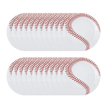 24 Упаковки бейсбольных тарелок 9 дюймовых и 7 дюймовых круглых бумажных тарелок на бейсбольную тематику, бейсбольные обеденные тарелки на День рождения бейсболиста