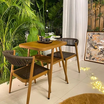 Веревочный стул в минималистском стиле, садовый стул на балконе виллы, чайный столик, домашняя комбинация