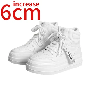 Летняя Весенняя белая обувь на толстой подошве для мужчин, увеличенная на 6 см, дышащая обувь на каждый день, модная повседневная спортивная обувь на высокой подошве для мужчин
