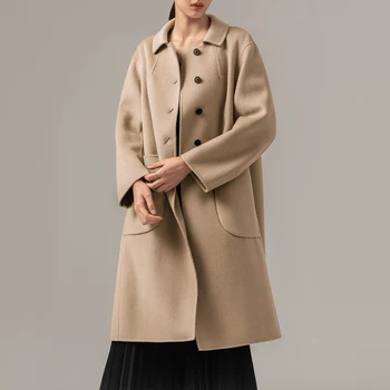 Женские пальто из натуральной шерсти, высококачественные 100% куртки, модная уличная одежда, осенне-зимний тренч, женская одежда CZ3860