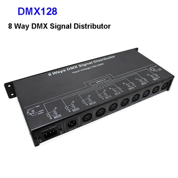 AC 110V ~ 220V DMX128 8-канальный DMX контроллер /усилитель / Разветвитель /повторитель сигнала DMX /8 выходных портов распределителя сигнала DMX