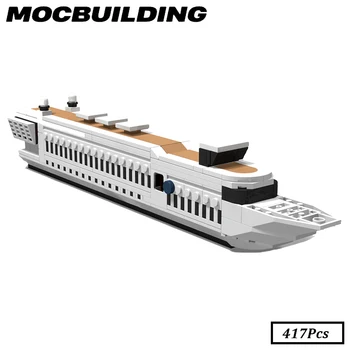 Модель Uniworld River Cruises, кирпичи, MOC, креативный корабль, Океанская Белая лодка, развивающие игрушки 