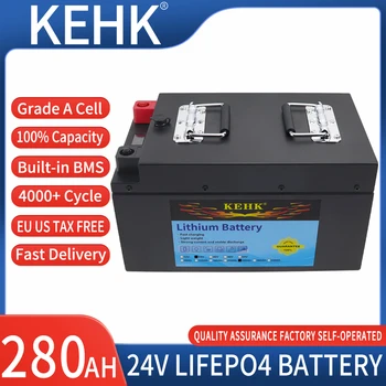 Аккумуляторная батарея 24V LiFePO4 Емкостью 280AH, Встроенные Литий-железо-фосфатные элементы BMS Для Замены Большей части резервного источника питания Домашнего хранилища энергии