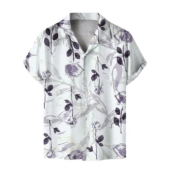Мужские модные весенне-летние повседневные футболки с коротким рукавом и отложным воротником, блузка
