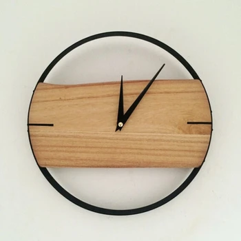 Настенные часы из цельного дерева в скандинавском стиле из кованого железа, гостиная, спальня, современные 12 дюймов