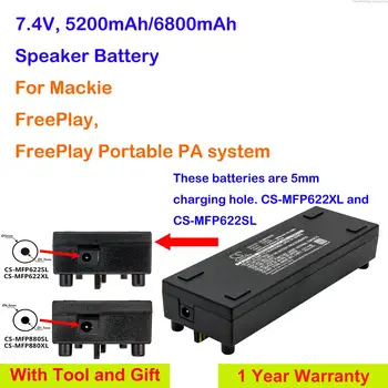Аккумулятор GreenBattery 5200 мАч/ 6800 мАч для Mackie FreePlay, портативной акустической системы FreePlay, пожалуйста, обратите внимание на размер зарядного отверстия
