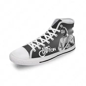 Высокие кроссовки Eric Clapton, Мужская Женская Повседневная обувь для подростков, парусиновые кроссовки для бега с 3D принтом, Дышащая легкая обувь белого цвета