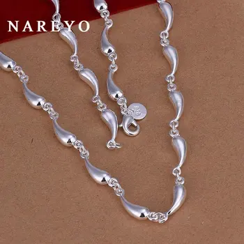 Nareyo Горячее ожерелье-цепочка из стерлингового серебра 925 пробы, красивое для женщин, дизайнер ювелирных изделий, подарки на свадьбу, помолвку, 45 см