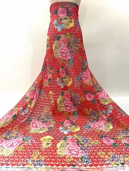 Африканское Французское сетчатое кружево 2022 Высококачественная Нигерийская Швейцарская вуаль, расшитая блестками Тюлевая ткань 5 ярдов для пошива свадебного платья