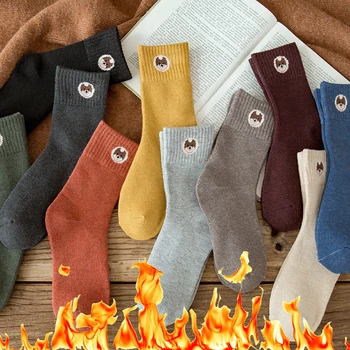 Осенне-зимние носки с животным принтом, женские хлопковые носки с мультяшным медведем, детские дышащие носки, сохраняющие тепло, противоскользящие, повседневные мужские носки