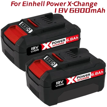 Сменная батарея X-change емкостью 6800 мАч einhell power x-change совместима со всеми батарейками einhelltools напряжением 18 В со светодиодным дисплеем