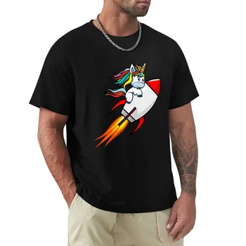 Футболка Unicorn Rocket Flight (черная), футболка оверсайз, футболки на заказ, создайте свои собственные мужские высокие футболки