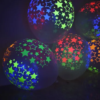 10шт Светящихся воздушных шаров для вечеринки из прозрачного латекса, 12-дюймовые неоновые УФ-лампы Blacklight с реактивными звездными точками, свадебные флуоресцентные воздушные шары