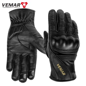 Мужская винтажная мотоциклетная перчатка из козьей кожи Guante Moto Luvas с полным пальцем для мотокросса MTB Байкерские перчатки с сенсорным экраном Женские XS