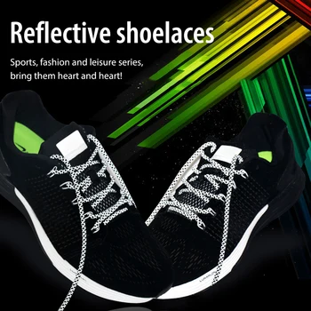 1 пара круглых светоотражающих шнурков для обуви, флуоресцентные шнурки для кроссовок, спортивные черно-белые шнурки для обуви 120 см, защитные шнурки для обуви