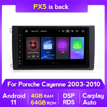 8-дюймовый PX5 Восьмиядерный Android 11 Автомобильный DVD-Плеер GPS-Навигация Для Porsche Cayenne 2002 2003-2010 Мультимедиа Стерео Carplay Auto