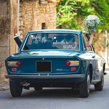 Итак, приключение начинается: Виниловая наклейка на окно свадебного автомобиля