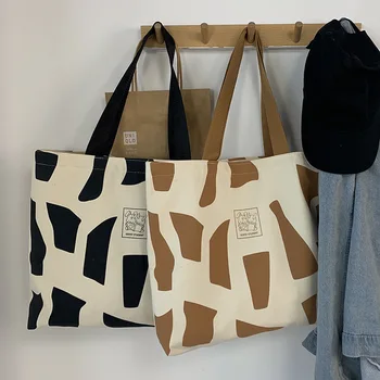 Женские холщовые сумки для покупок, эко-многоразовые складные сумки через плечо, сумки большой емкости, повседневная сумка-тоут, эстетическая сумка-тоут Bolso