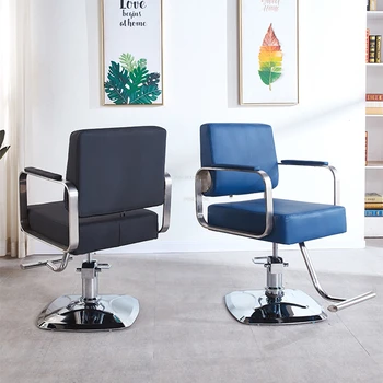Современные парикмахерские кресла с простым подъемником, Вращающиеся парикмахерские кресла, Легкая Роскошная салонная мебель, Кресло для салона красоты со спинкой