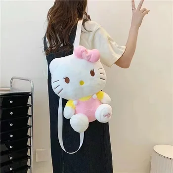 Как Sanrio мультфильм Плюшевый рюкзак милый кот рюкзак Хелло Китти плюшевый рюкзак детский подарок мягкая плюшевая кукла большой емкости сумка