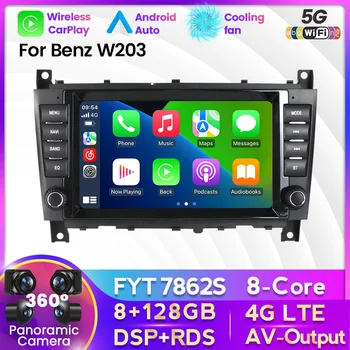 Android Auto 8 + 128 Г IPS Экран Автомобильный Радио Мультимедийный Видеоплеер Для Mercedes Benz C Class W203 GPS Carplay Стерео Bluetooth SWC