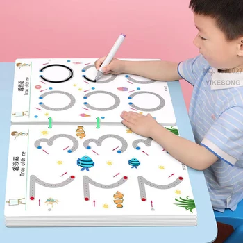 136 Страниц Обучающая игрушка для управления ручкой Монтессори Рисование Детей Математический набор Обучающая форма Игра Цвет Занятия для малышей