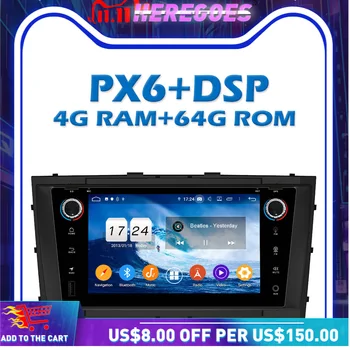 PX6 IPS DSP Android 10,0 4 ГБ + 64 ГБ Автомобильный DVD-плеер Wifi RDS радио GPS Google карта Bluetooth 5,0 Для Toyota Avensis T27 2009-2013