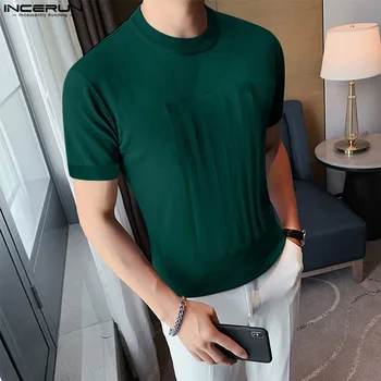 Летняя мужская футболка с круглым вырезом и принтом, уличная одежда с коротким рукавом, мужская одежда 2023, Стильные Корейские повседневные футболки S-5XL INCERUN