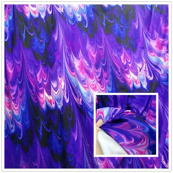 Фиолетовая эластичная ткань для купальников с принтом пламени, трикотажная ткань из спандекса, ткань для латиноамериканских танцев, гимнастическое трико для шитья своими руками