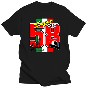 Мужская футболка Marco Simoncelli Super Sic 58, черная забавная футболка, новинка, футболка для женщин