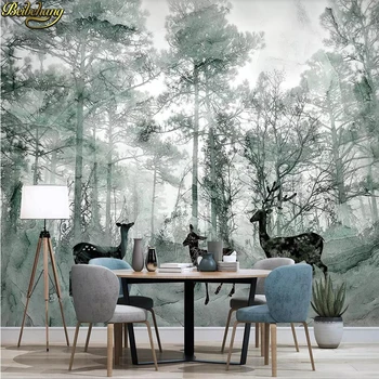 beibehang Пользовательские обои фреска Nordic forest elk dream мраморный ТВ фон настенная живопись обои для домашнего декора