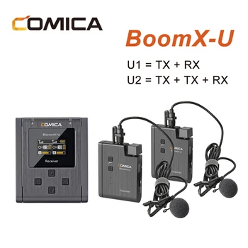 Comica BoomX-U Беспроводной Микрофон U1 U2 Микрофон Уровня Вещания Мини-UHF Передатчики Комплект Приемника для Камеры Мобильного Телефона DSLR