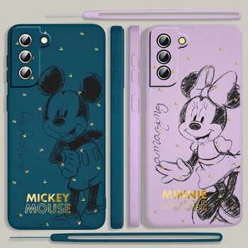 Disney Mickey Minnie Love Чехол Для Телефона Samsung Galaxy S23 S22 S21 S20 S10 Ultra Plus Pro Жидкая Веревка Карамельного Цвета В Виде Ракушки Funda
