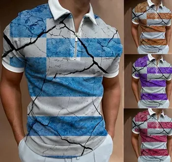 Мужская мода 2023 года, футболка поло с 3D цифровой печатью 