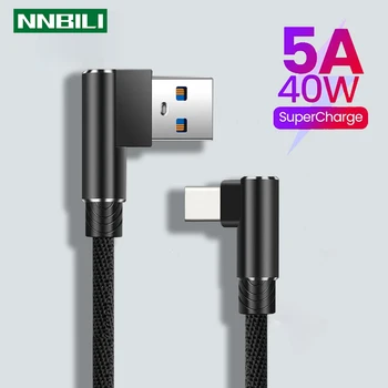 NNBILI 5A USB Type C Кабель Для Huawei P30 P40 Pro 40 Вт Провод Для Быстрой Зарядки USB-C Зарядное Устройство Кабель для Передачи Данных Samsung S21 ultra S20 Poco