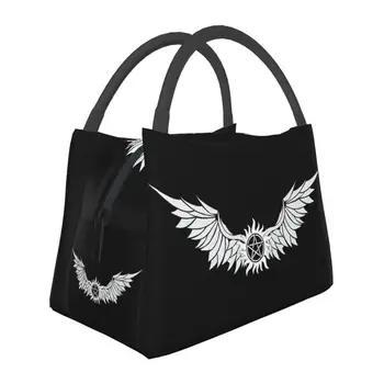 Изготовленный на заказ Сверхъестественный логотип Lucifer Wings Сумка для ланча Женская сумка-холодильник с теплой изоляцией Ланч-бокс для работы, пикника или путешествий
