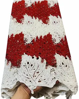 Африканская Кружевная Ткань Из Молочного Шелка 2023, Высококачественные Водорастворимые Гипюровые Шнурки Для Нигерийского Свадебного Платья, Вино YLL3951