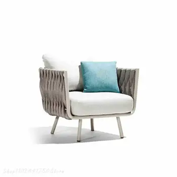 Изготовленный на заказ уличный диван из ротанга Комбинированный Ротанговый стул с водонепроницаемым солнцезащитным кремом Стол для отдыха и мебель для стульев Садовый Дворик