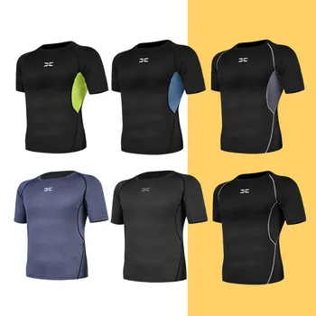 Быстросохнущая спортивная футболка с коротким рукавом, майки для спортзала, футболка для фитнеса, футболка для тренера по бегу, Мужская дышащая спортивная одежда