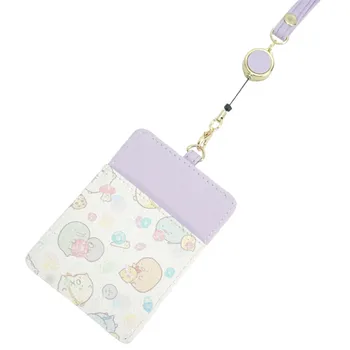 Sumikko Gurashi ID Card Holder Kawaii Милый чехол для карт, кожаный кошелек, сумка для защиты карт в стиле аниме, регулируемый шнурок