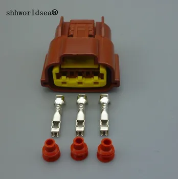 Shhworldsea 3-контактный разъем провода автоматического датчика 2,2 мм Подходит для разъемов Renault для Nissan коричневого цвета 6098-0142 6189-0486