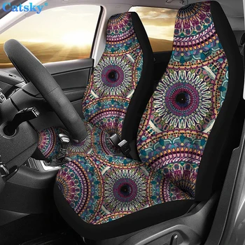 Чехлы для автомобильных сидений с принтом в этническом стиле, мандала, китайский дракон на заднем плане, несколько цветовых вариантов