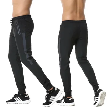 Спортивные штаны для бега трусцой Для мужчин, Осенне-зимние Спортивные штаны с карманом на молнии, Спортивные Футбольные брюки для бега в тренажерном зале, Черные