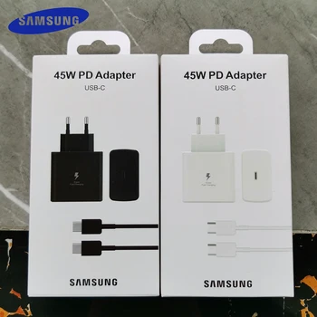 Samsung 45 Вт USB-C Супер Адаптивное Зарядное Устройство для Быстрой Зарядки EP-TA845 Для Galaxy S23 S22 S21 S20 Note 20 Ultra 10 Plus Z Flip Fold 4 3 2